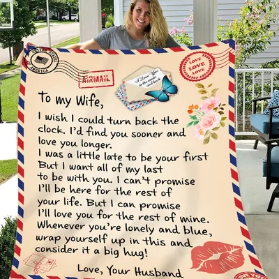 Airmail Love Letter Husband Blanket: A Romantic Note to My Wife
