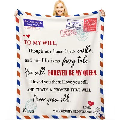 Romantic Letter Husband Wife Blanket With Forever Be My Queen Quote