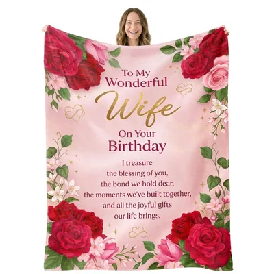 Wife Birthday Roses Blanket Celebrating a Special Day with Floral Love