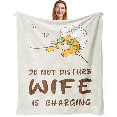 Wife Humor Cat Cucumber Blanket Do Not Disturb Charging Design