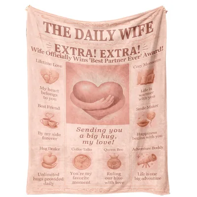 Wife Romantic Hugs Blanket Celebrates Her as Best Partner Ever