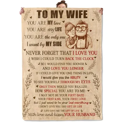 Love Story Sketch Couple Blanket: To My Wife Love Letter Design