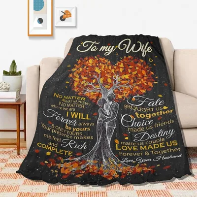 Wife Anniversary Love Quote Blanket: To My Wife Tree Design