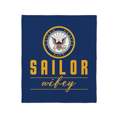 Sailor Wifey Blanket Navy Seal and Gold Typography Design