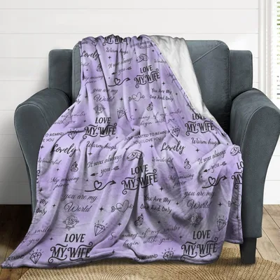 Love My Wife Script Blanket: Romantic Text Pattern Design